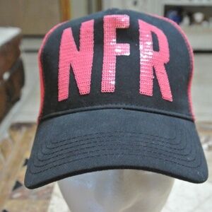 WOMENS HOT PINK AND BLACK SEQUIN NFR LAS VEGAS 2016 CAP